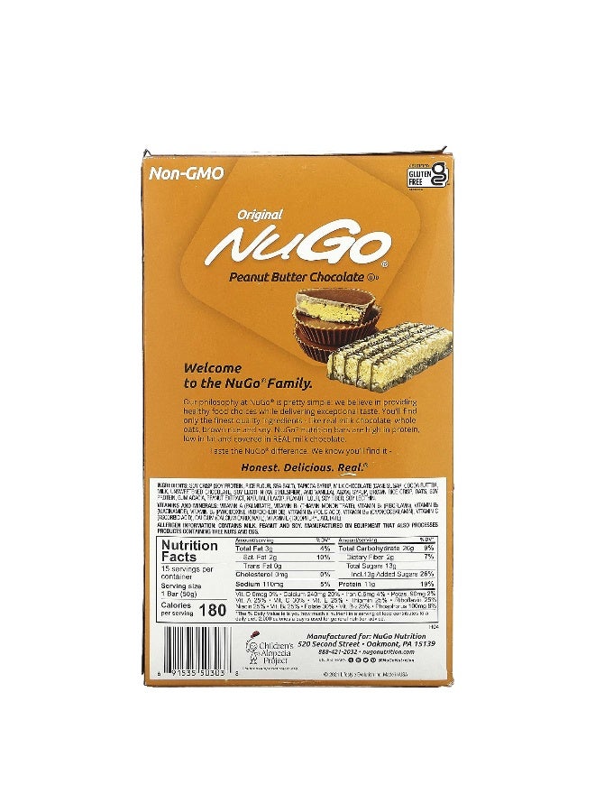 NuGo Nutrition NuGo Nutrition, Original Peanut Butter Chocolate Bars, 15 Bars, 1.76 oz (50 g) Each  - Image 2