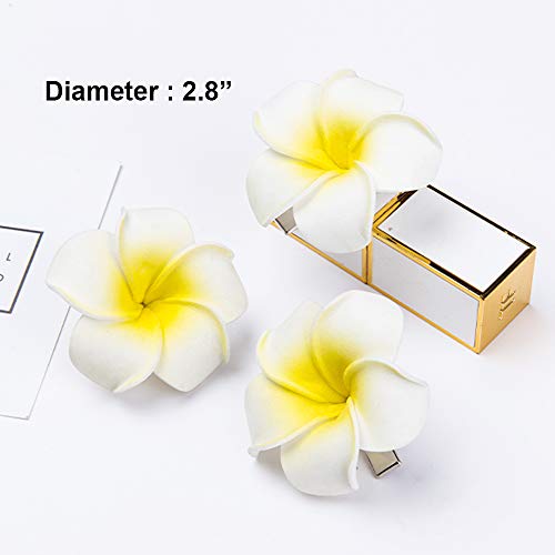 ZCMG 6 Pcs Hawaiian Leis Plumeria Hair Clips Luau Tropical Leaf Necklace Flower Barrettes Headpiece Women Garland Hair Pins Hairpins Hairclips Summer Beach Wedding Birthday Party Decorations Supplies - Image 4