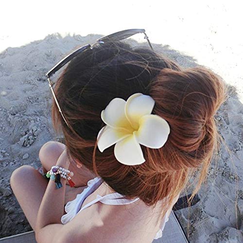 ZCMG 6 Pcs Hawaiian Leis Plumeria Hair Clips Luau Tropical Leaf Necklace Flower Barrettes Headpiece Women Garland Hair Pins Hairpins Hairclips Summer Beach Wedding Birthday Party Decorations Supplies - Image 2