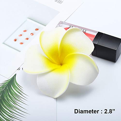 ZCMG 6 Pcs Hawaiian Leis Plumeria Hair Clips Luau Tropical Leaf Necklace Flower Barrettes Headpiece Women Garland Hair Pins Hairpins Hairclips Summer Beach Wedding Birthday Party Decorations Supplies - Image 3