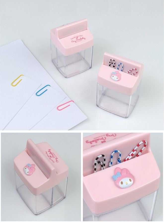 LENITH Cute Animal Faced Mymelody Paper Clip Dispenser Magnetic Lid Boxes with 6 Paper Clips Pink Rabbit - Image 2