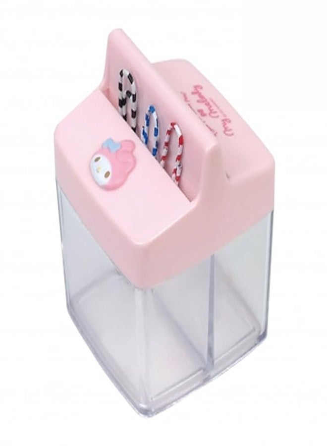 LENITH Cute Animal Faced Mymelody Paper Clip Dispenser Magnetic Lid Boxes with 6 Paper Clips Pink Rabbit - Image 1
