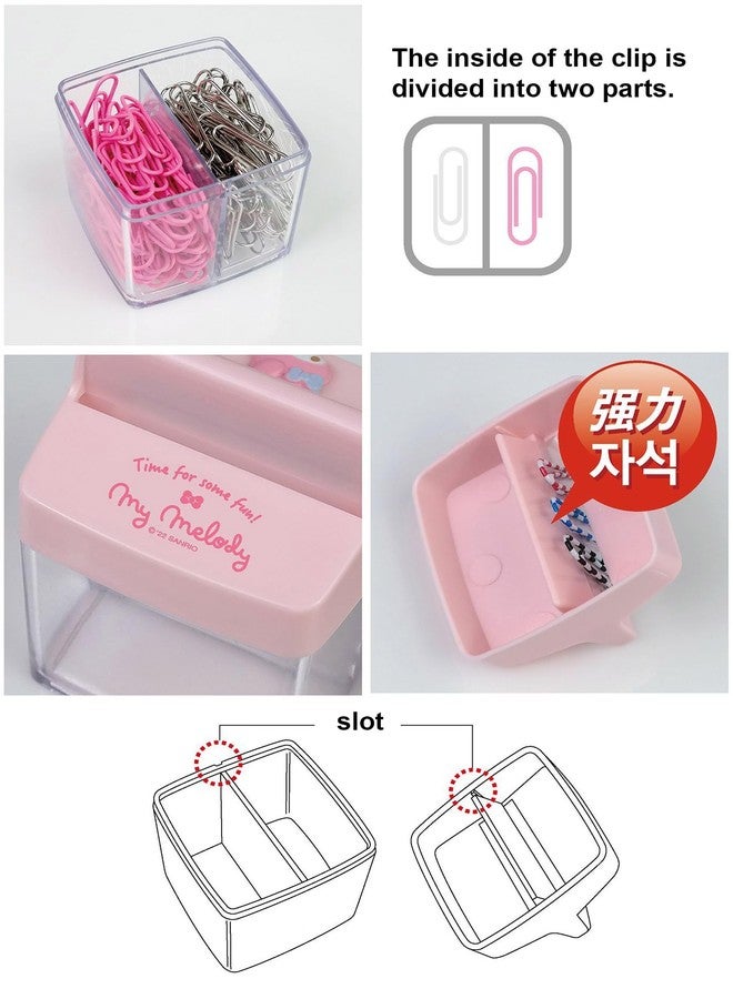LENITH Cute Animal Faced Mymelody Paper Clip Dispenser Magnetic Lid Boxes with 6 Paper Clips Pink Rabbit - Image 3