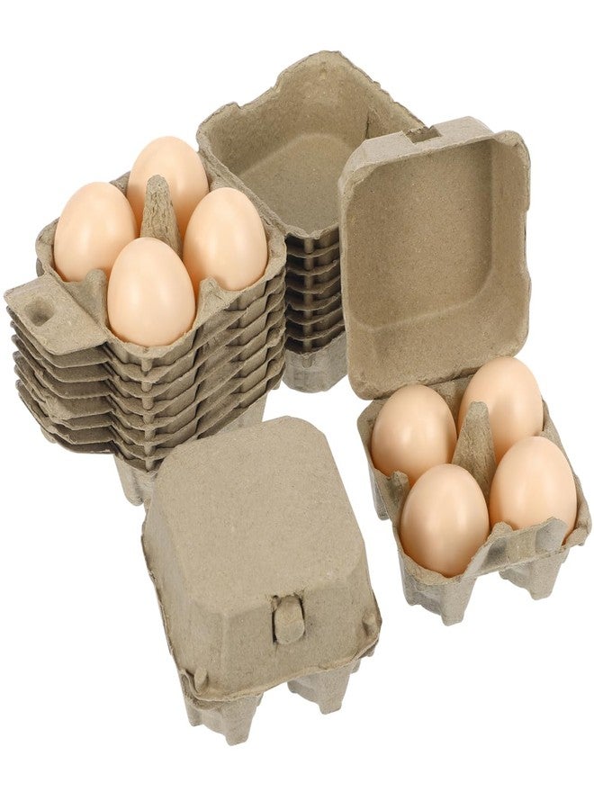IMIKEYA Paper Egg Cartons for Chicken Eggs,10pcs Egg Tray Holder Pulp Fiber Egg Box Containers Holds 4 Count Eggs Market Travel Egg Storage Case - Image 1