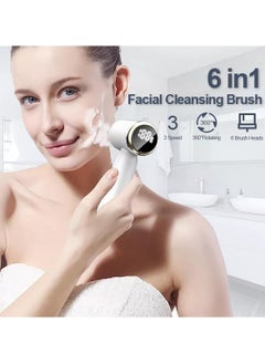 SOLARAE 6 in 1 Electric Powered Facial Cleansing Brush, IPX6 Waterproof Facial Brush, 3 Speed Levels, Face Pore Cleaner with 6 Brush Heads  - Image 2
