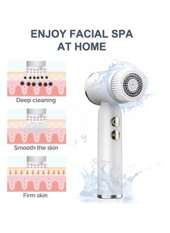 SOLARAE 6 in 1 Electric Powered Facial Cleansing Brush, IPX6 Waterproof Facial Brush, 3 Speed Levels, Face Pore Cleaner with 6 Brush Heads  - Image 3