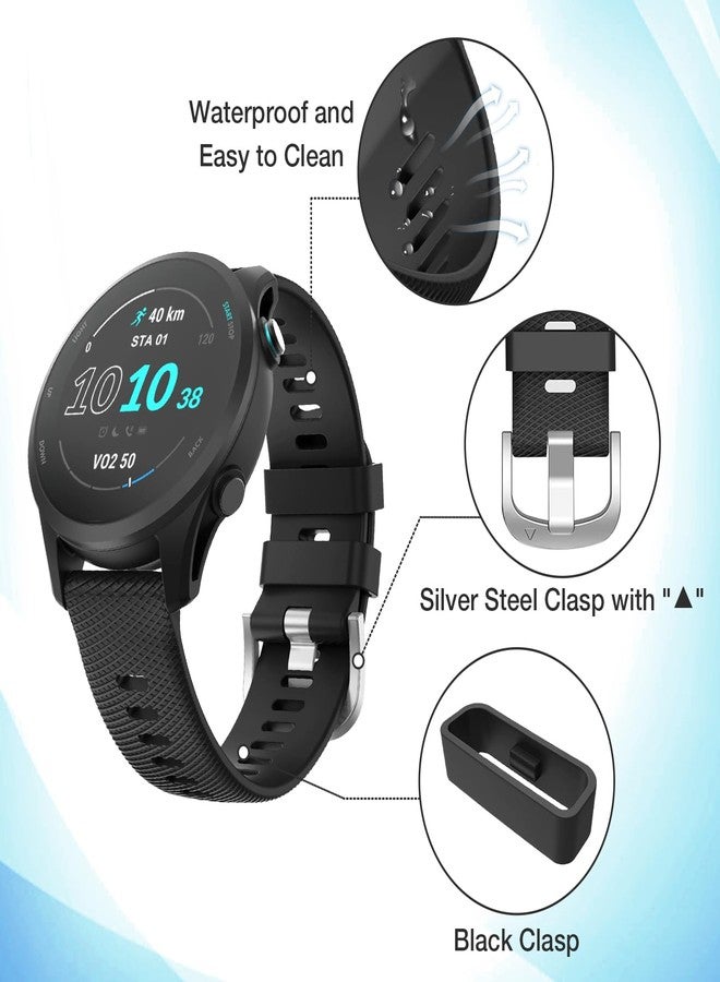 سوار ساعة Garmin Forerunner 255/265، مقاس 22 مم، متوافق مع ساعات Garmin Vivoactive 4/Venu 3/Venu 2 (أسود، 18 مم) - Image 3