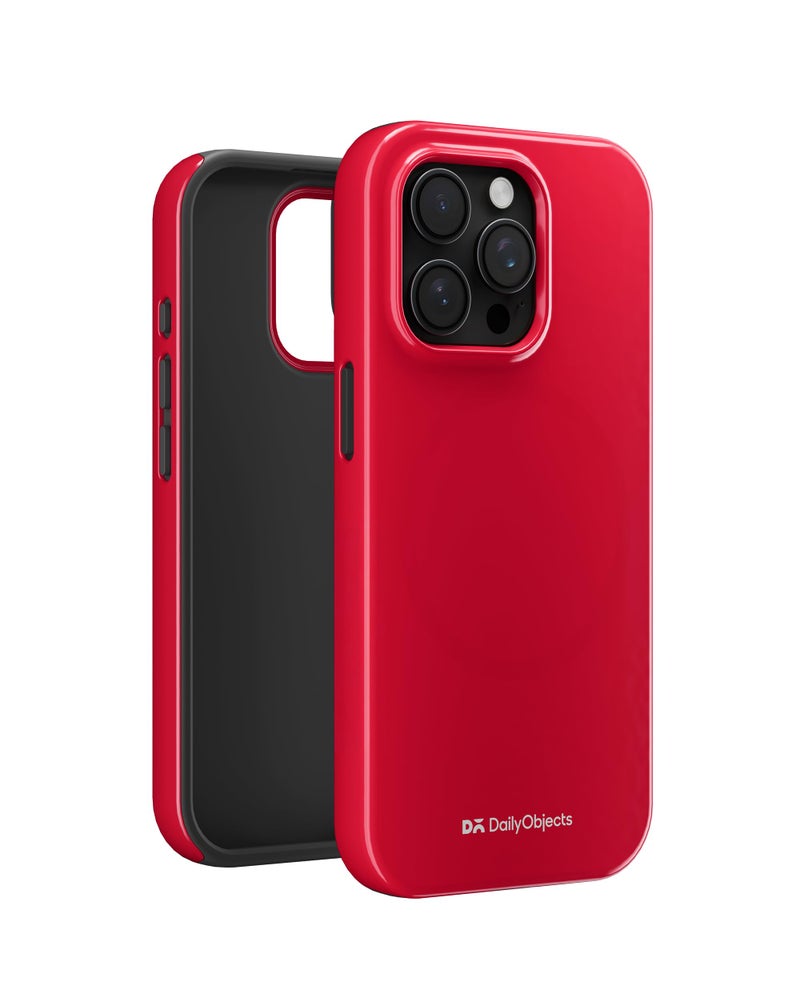 DailyObjects Polycarbonate Enamel Bumper Magsafe Case for iPhone 15 Pro Compatible with Mag-Safe Wireless Charging | Red Hybrid Magnetic Back Cover - Image 3