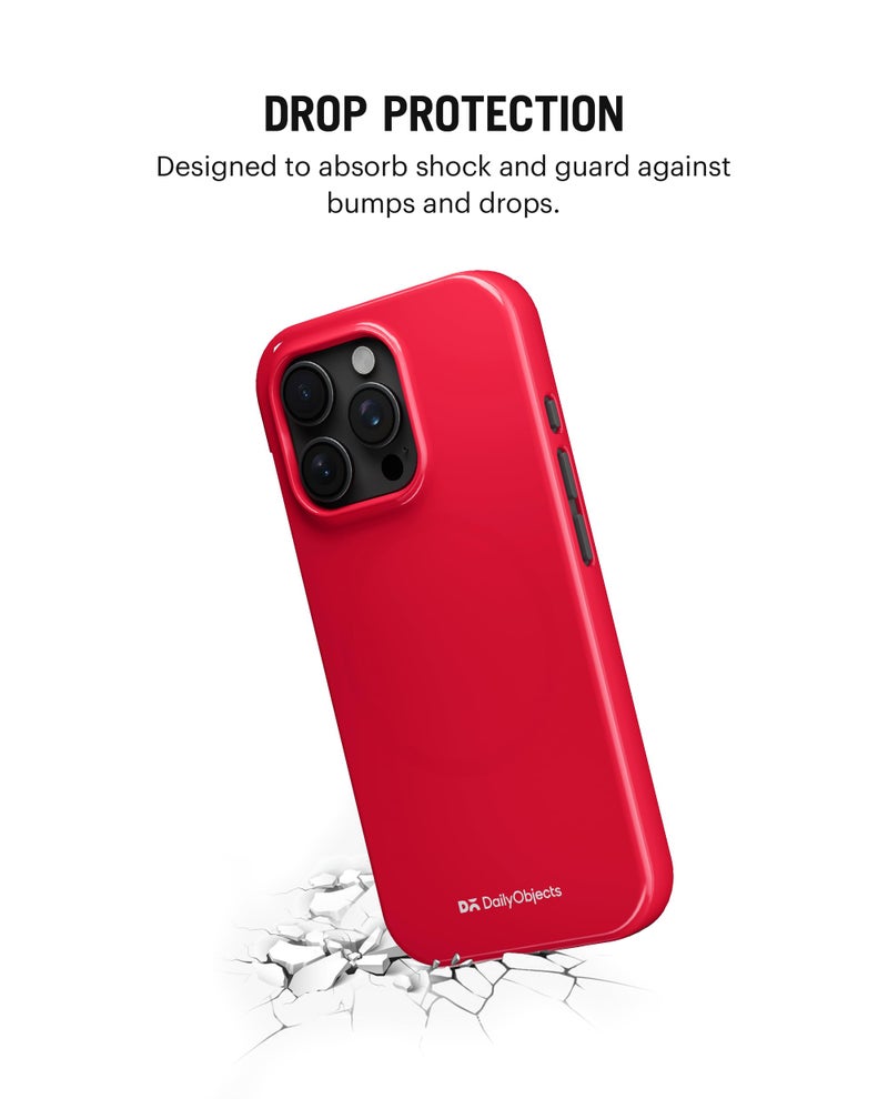 DailyObjects Polycarbonate Enamel Bumper Magsafe Case for iPhone 15 Pro Compatible with Mag-Safe Wireless Charging | Red Hybrid Magnetic Back Cover - Image 4
