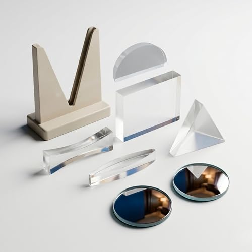SBT INSTRUMENTS Acrylic Optic Lens Set 8 PCS for Ray Box | Physics Optics Experiment Kit | Light Reflection & Refraction Science Activity Set | STEM Educational Tool - Image 1