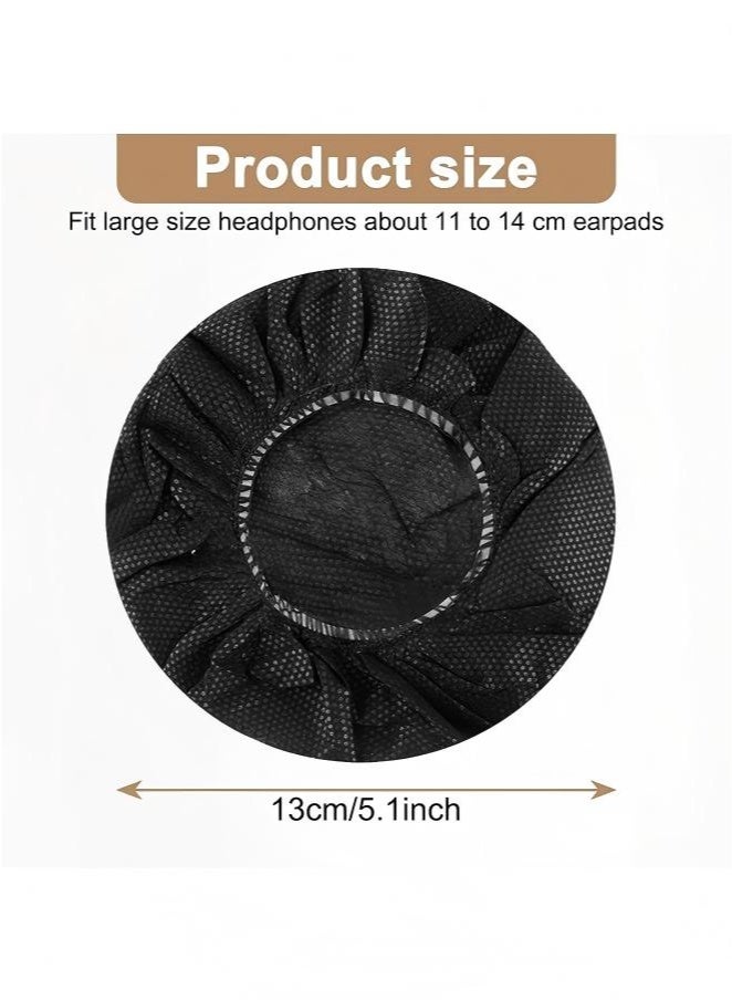 100 Pieces Disposable Headphone Covers Non-Woven Sanitary Headphone Ear Covers Black Fabric Headset Covers Ear Pad Covers for Headphones Dust-Proof Sanitary Headset Ear Pads 10-13cm - Black - Image 2