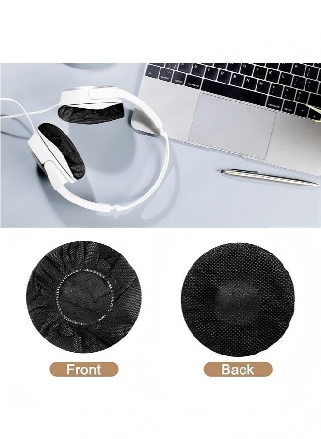 100 Pieces Disposable Headphone Covers Non-Woven Sanitary Headphone Ear Covers Black Fabric Headset Covers Ear Pad Covers for Headphones Dust-Proof Sanitary Headset Ear Pads 10-13cm - Black - Image 4