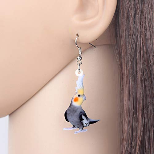 NEWEI Acrylic Cockatiel Parrot Bird Earrings Dangle Drop For Women Ladies Fashion Animal Jewelry Gifts Charm - Image 2