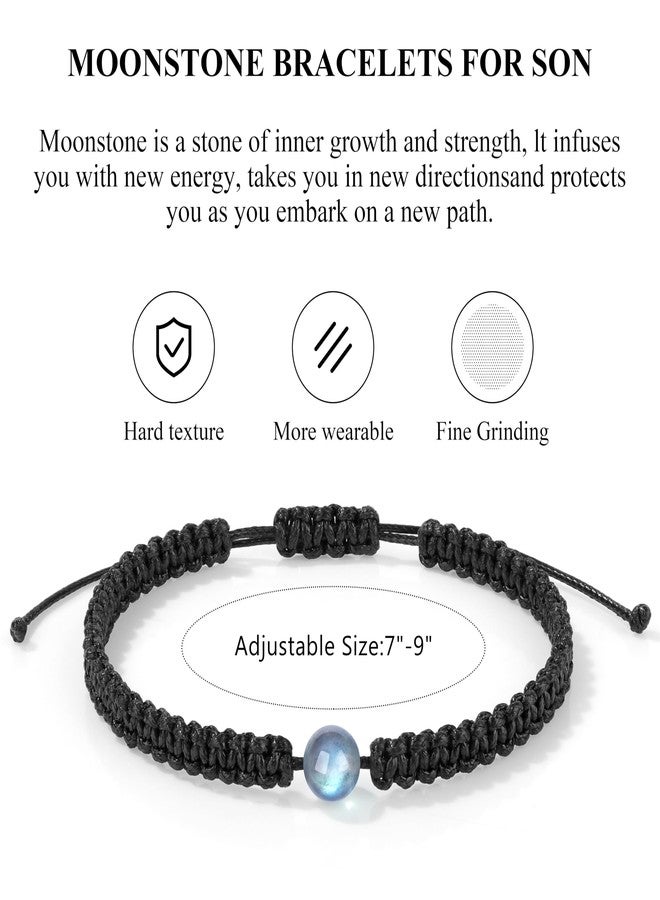 Memgift To My Son Bracelet from Mom Teenage Gifts Moonstone Bracelet Gifts ldeas 12 14 16 13 15 11 Year Old Birthday Fathers Day Graduation Easter Valentines Christmas - Image 5
