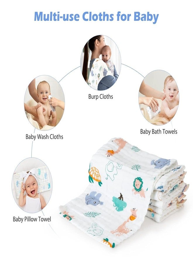 TEDDYIFY Muslin Baby Burp Cloths 6 Pack Large 20''x10'' 100% Cotton Burp Rags Absorbent and Soft 6 Layers Muslin Cloth Baby Essentials for Newborn(Assorted Prints) (8) - Image 4