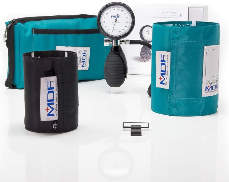 MDF Instruments MDF Bravata Palm Aneroid Sphygmomanometer Professional Blood Pressure Monitor with Adult Pediatric Cuff Size Included Teal MDF848XPD16 - Image 1