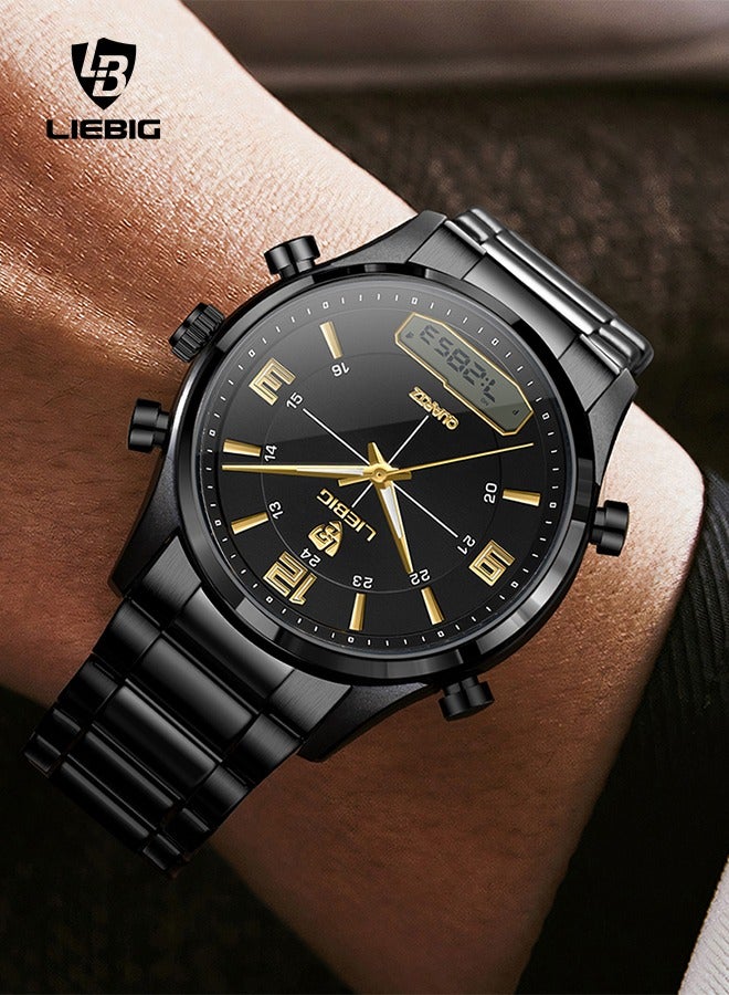 ليبيغ ساعة يد رجالية بشاشة عرض مزدوجة مع ساعات يد مضيئة متعددة الوظائف ومقاومة للماء من LIEBIG - Image 2