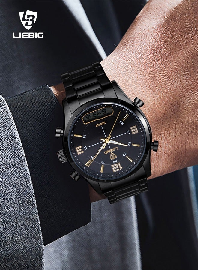 ليبيغ ساعة يد رجالية بشاشة عرض مزدوجة مع ساعات يد مضيئة متعددة الوظائف ومقاومة للماء من LIEBIG - Image 3
