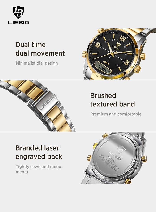 ليبيغ ساعة يد رجالية بشاشة عرض مزدوجة مع ساعات يد مضيئة متعددة الوظائف ومقاومة للماء من LIEBIG - Image 5