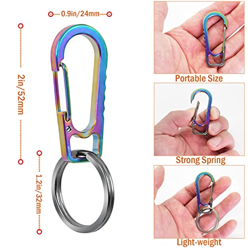 PPFISH EDC PPFISH Titanium Heavy Duty Carabiner Keychain, EDC Quick Release Hooks with Titanium Key Ring Set for Men Women (Multicolor) - Image 3