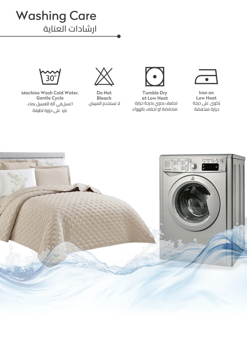 دوناتيلا طقم لحاف 6 قطع سرير بحجم كينج يناسب (200 * 200 سم) طقم غطاء مبطن قابل للعكس مع ملاءة مناسبة وسادة وأكياس وسادة ، بيج