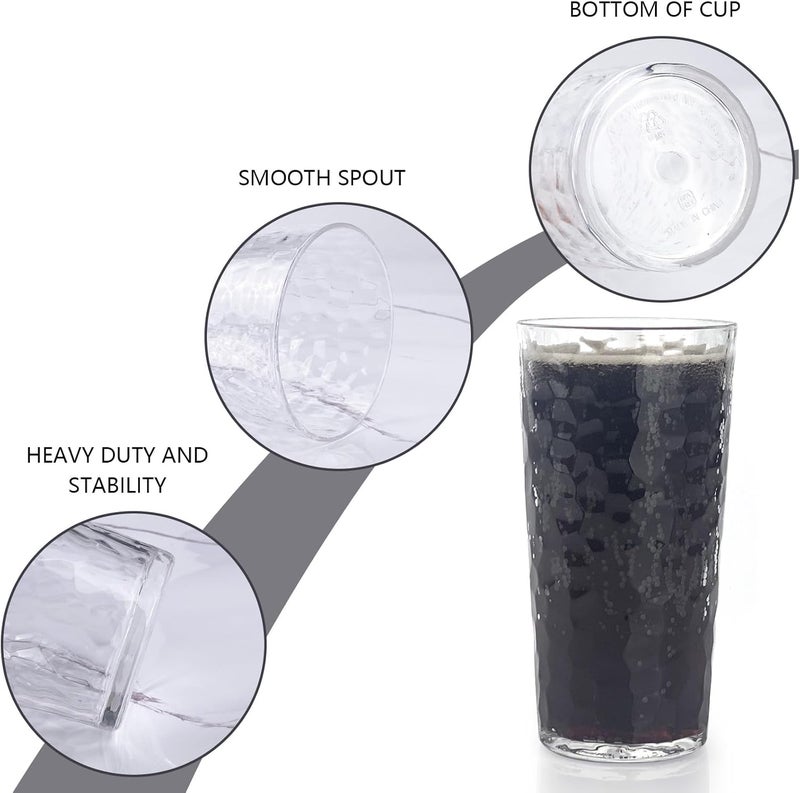 Yalin 24-Ounce Plastic Tumbler Acrylic Drinking Glasses, Reusable Plastic Cups, Stackable, BPA-Free, Shatter Proof, Dishwasher Safe, Set of 8 (Clear) - Image 3