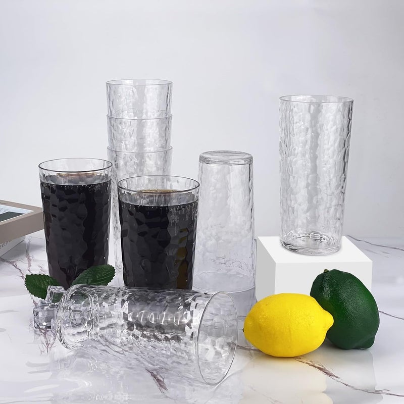 Yalin 24-Ounce Plastic Tumbler Acrylic Drinking Glasses, Reusable Plastic Cups, Stackable, BPA-Free, Shatter Proof, Dishwasher Safe, Set of 8 (Clear) - Image 5