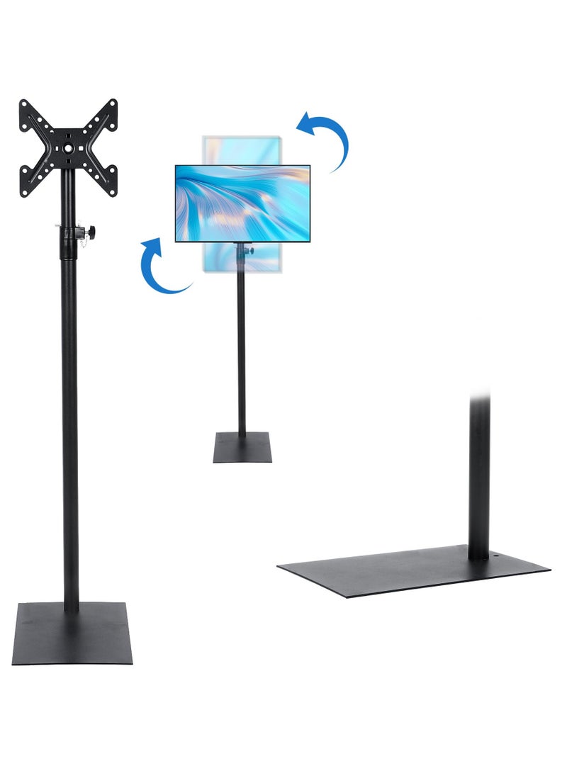 شو وو حامل أرضي للتلفزيون مع حامل قابل للإمالة وحامل تلفزيون VESA مع ارتفاع قابل للتعديل ودوار 360 درجة، حامل تلفزيون على الأرض من 12 إلى 42 بوصة، موفر للمساحة لزاوية غرفة النوم وغرفة المعيشة - Image 1