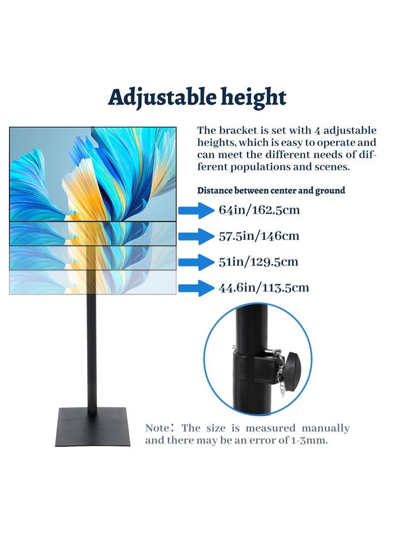 شو وو حامل أرضي للتلفزيون مع حامل قابل للإمالة وحامل تلفزيون VESA مع ارتفاع قابل للتعديل ودوار 360 درجة، حامل تلفزيون على الأرض من 12 إلى 42 بوصة، موفر للمساحة لزاوية غرفة النوم وغرفة المعيشة - Image 2