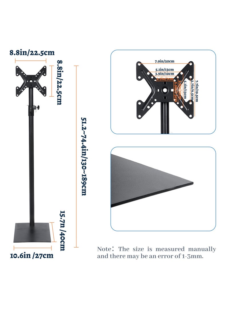 شو وو حامل أرضي للتلفزيون مع حامل قابل للإمالة وحامل تلفزيون VESA مع ارتفاع قابل للتعديل ودوار 360 درجة، حامل تلفزيون على الأرض من 12 إلى 42 بوصة، موفر للمساحة لزاوية غرفة النوم وغرفة المعيشة - Image 3