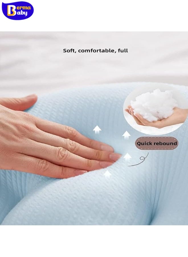 Berma Baby Pregnancy sleeping pillow  pregnancy pillow, pregnancy body pillow, supports pregnant women's back, legs, abdomen, buttocks, detachable and adjustable, with pillowcase (blue)  - Image 5