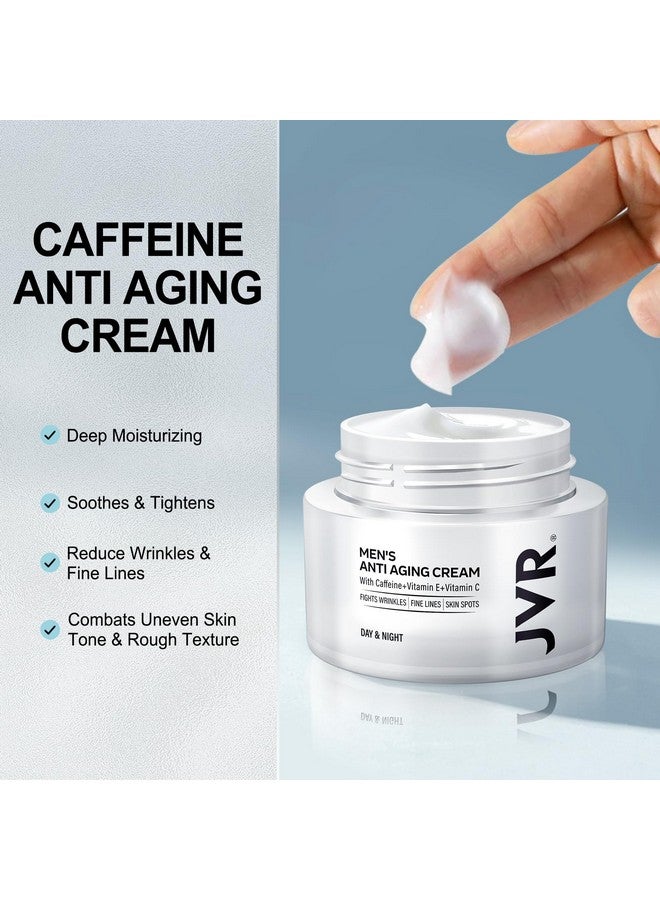 Mens Face Moisturizer Anti Aging Moisturizing Cream Lightweight Face Moisturizer For Men Anti Wrinkle Mens Face Lotion Day & Night With Caffeine Niacinamide Mens Facial Skin Care1.7 Oz