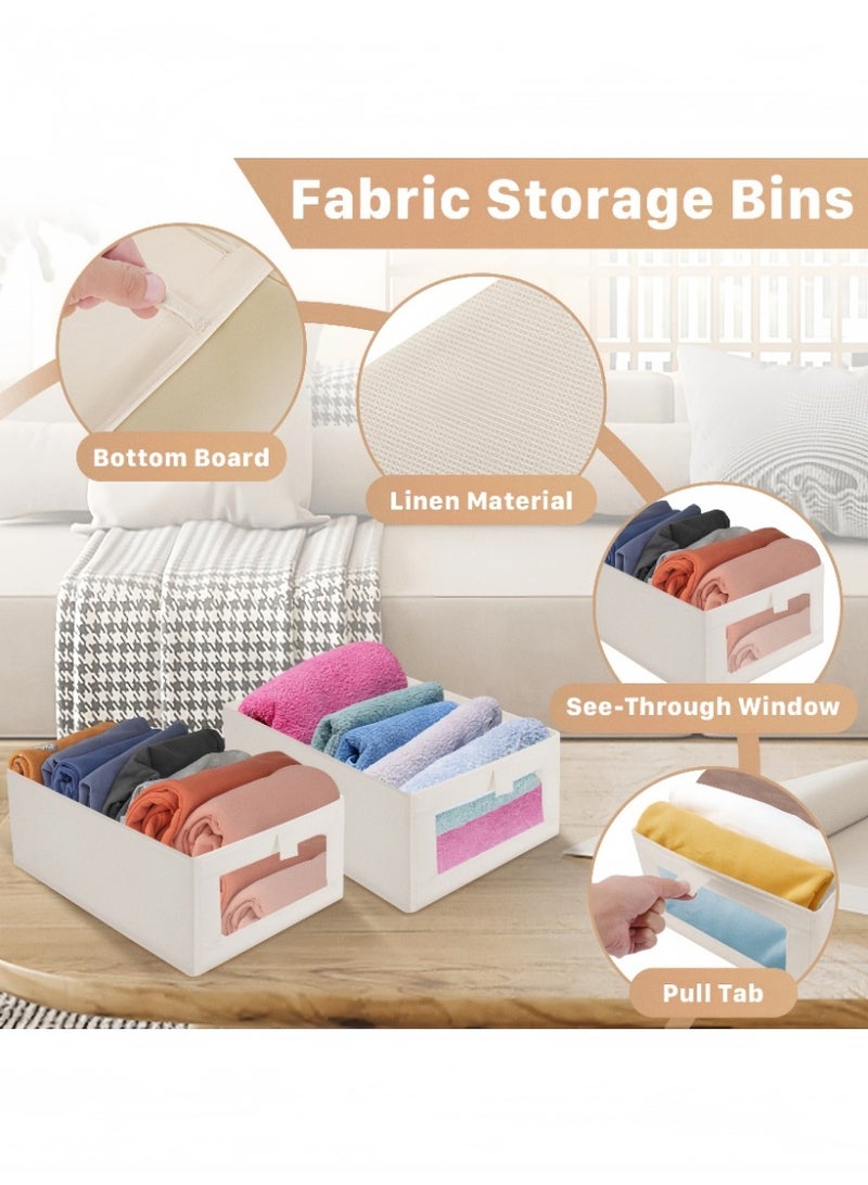 Kibee 4 Pack Wardrobe Clothes Organizer, Foldable Fabric Storage Boxes with Clear Window, Closet Drawer Bins for Clothes, Jeans, Pants, Sweaters and Dresses - Image 3