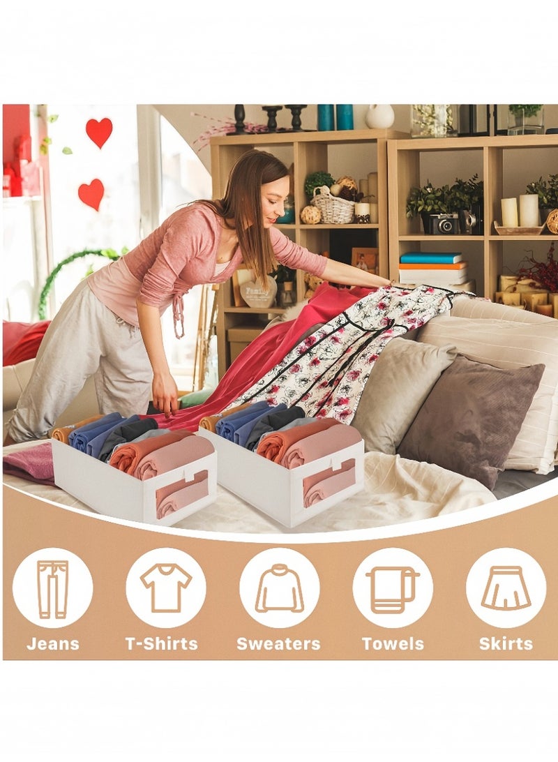 Kibee 4 Pack Wardrobe Clothes Organizer, Foldable Fabric Storage Boxes with Clear Window, Closet Drawer Bins for Clothes, Jeans, Pants, Sweaters and Dresses - Image 4