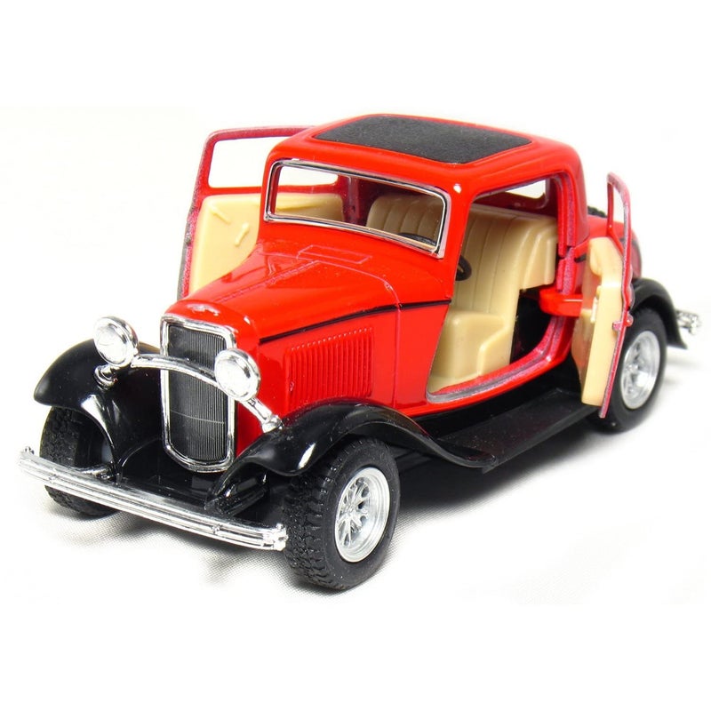 KiNSMART 1932 Ford 3-Window Coupe 1:34 Scale 5" Set of 4 Geen Maroon Red Yellow Die Cast Metal Model Toy Classic Car - Image 4