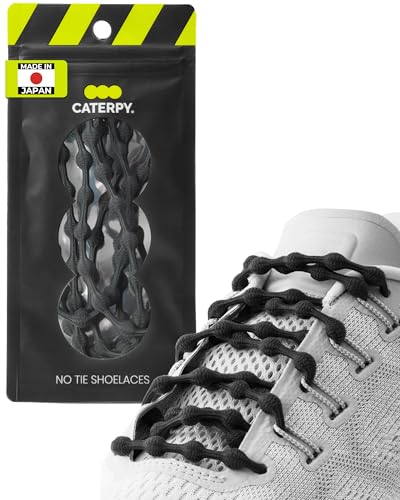 Caterpy RUN - Ultimate No Tie Shoelaces for Adults & Kids - Versatile & Easy-to-Use Shoe Laces - Jaguar Black, Small, Single Pack - Image 1