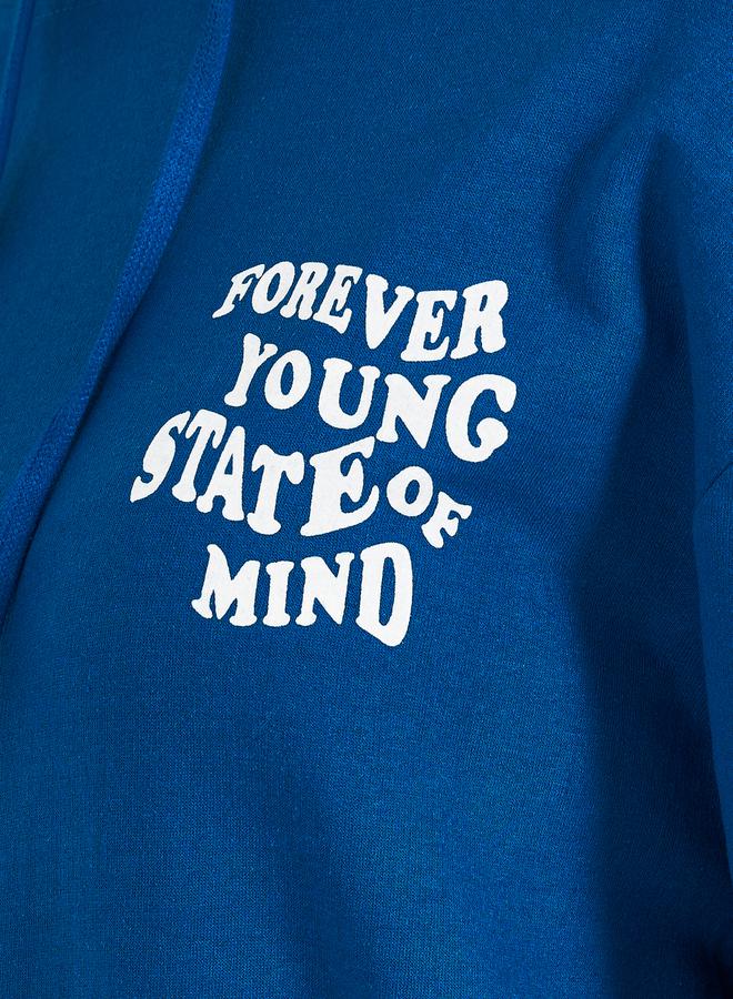 Styli Regular Fit Longline Slogan Print Hoodie  - Image 4