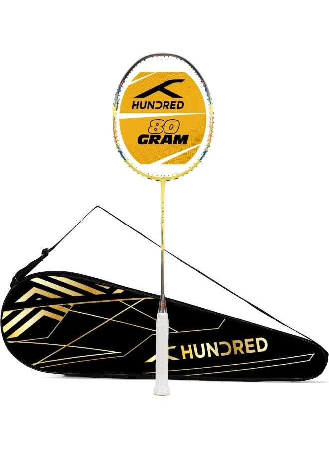 هندرد مضرب تنس الريشة من ألياف الكربون ن-إرجي  بمئة وحدة بدون أوتار مع غطاء كامل للاعبين المتوسطين