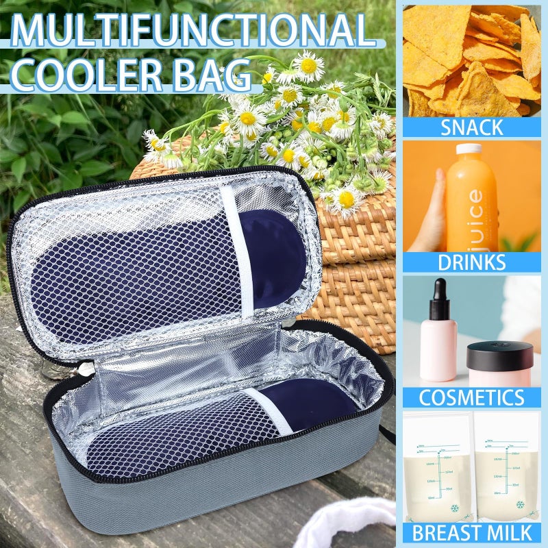 ISUSSER Breastmilk Cooler Bag with Ice Pack, Portable Insulated Breast Milk Storage Cooler Bag, Small Stylish Breastmilk Storage Bag Cooler with Wrist Strap (Grey) - Image 4
