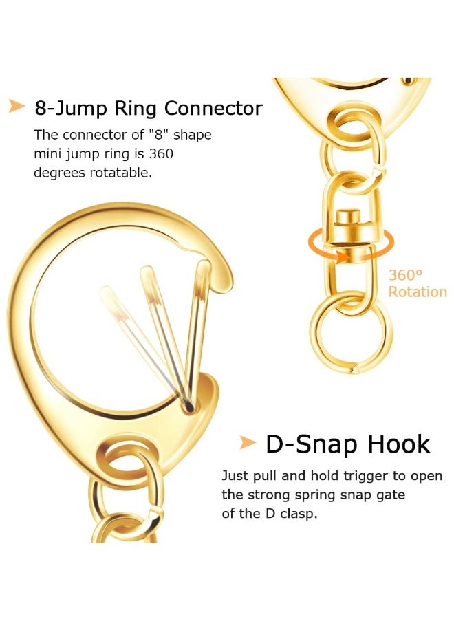 50 Pcs Snap Hook Key Accessories Ring with Chain Maveek Keychain Rings for Lanyard Crafts Metal DIY Silvery Clasps Bulk Gold D Lobster Clamp Parts Open Jump Connector Kit Jewelry - Image 5