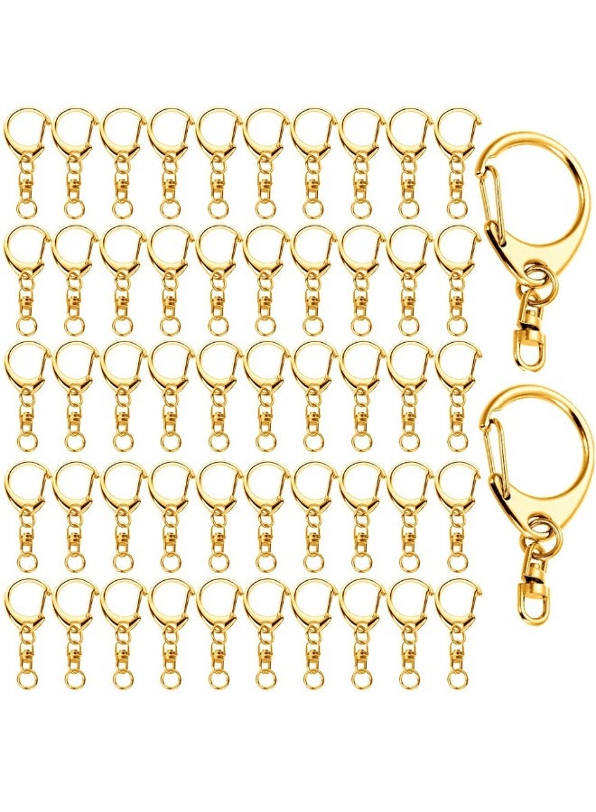 50 Pcs Snap Hook Key Accessories Ring with Chain Maveek Keychain Rings for Lanyard Crafts Metal DIY Silvery Clasps Bulk Gold D Lobster Clamp Parts Open Jump Connector Kit Jewelry - Image 1