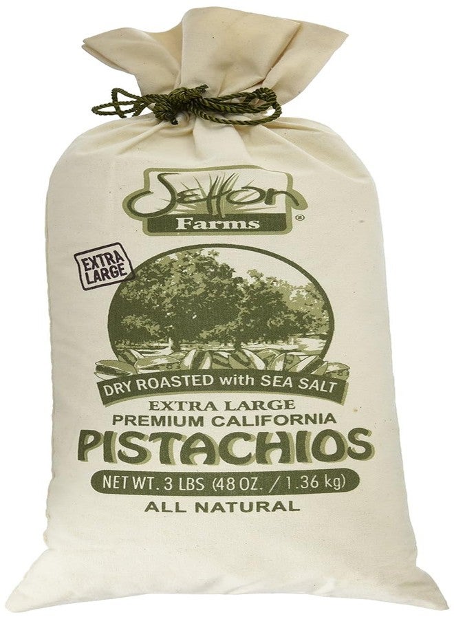 Setton Farms Pistachios, Dry Roasted and Salted Pistachios, Extra Large Premium California Pistachios, In Shell Pistachios, 3lb Burlap Gift Bag, 48 oz, Certified Non-GMO, Gluten Free, Vegan and Kosher - Image 1