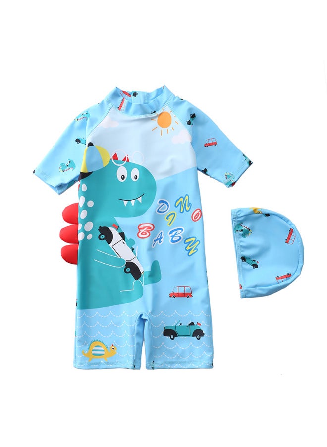 Children's Swimwear Boys One-piece Cartoon Hooded Swimsuit Large Medium Small Children Long Sleeve Beach Baby Boy Swimwear