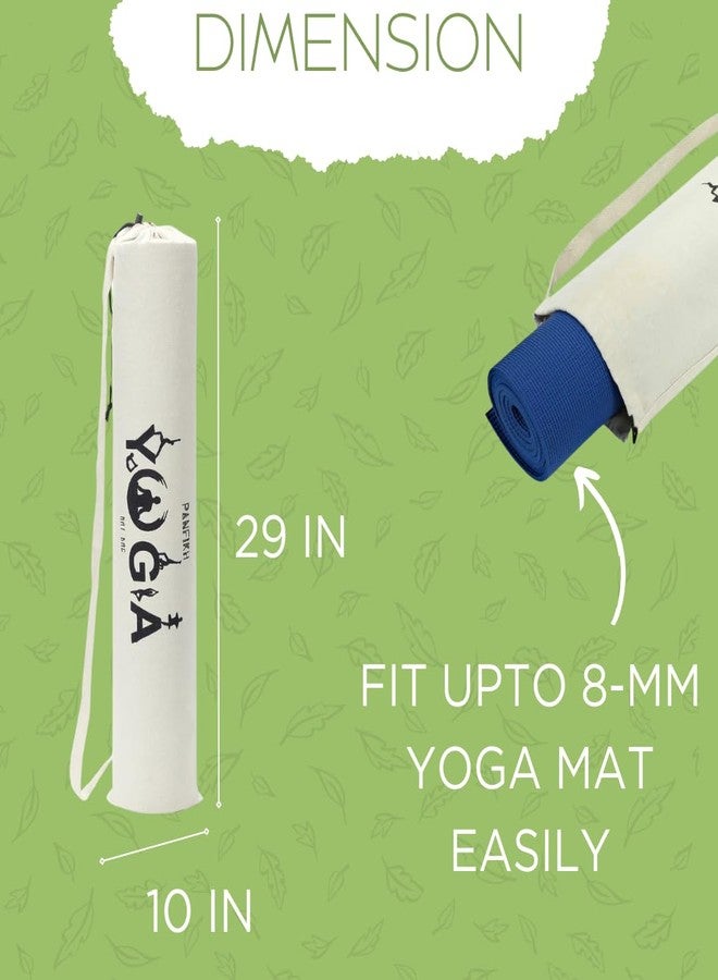 PANFIKH Yoga Mat Bag Holder - Natural Cotton Yoga Mat Cover Bag with Shoulder Strap, Suitable for Yoga Mats up to 8mm Thickness - Image 4