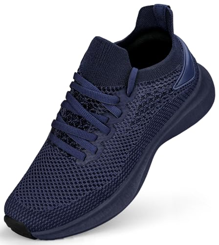 Abboos Womens Athletic Walking Shoes Sports Shoes Gym Slip On Running Lightweight Tennis Sneakers All Blue Size 8 - Image 1