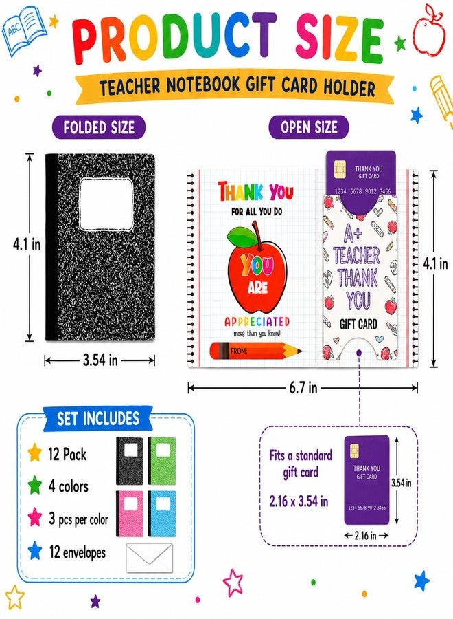 KATINAT Teacher Appreciation Gifts 12 Pack, Notebook Money Holder for Cash Gift with Envelopes, Teacher Gift Card Holder, End of Year Gifts Back to School Appreciation Week - Image 2