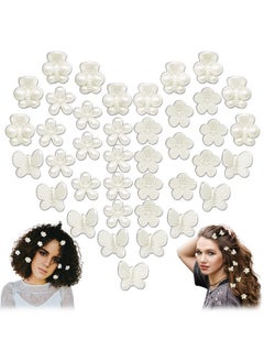 RechicGu 40 Pcs Mini Pearl Claw Clips For Women Girls Sweet Artificial Clamps Daisy Butterfly Flower Decoration Hair Accessories (Flowerdaisydragonfliesbutterflies)  - Image 1