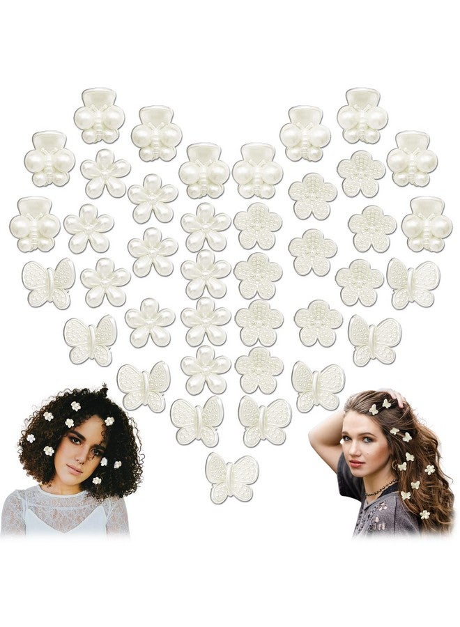 RechicGu 40 Pcs Mini Pearl Claw Clips For Women Girls Sweet Artificial Clamps Daisy Butterfly Flower Decoration Hair Accessories (Flowerdaisydragonfliesbutterflies) - Image 1