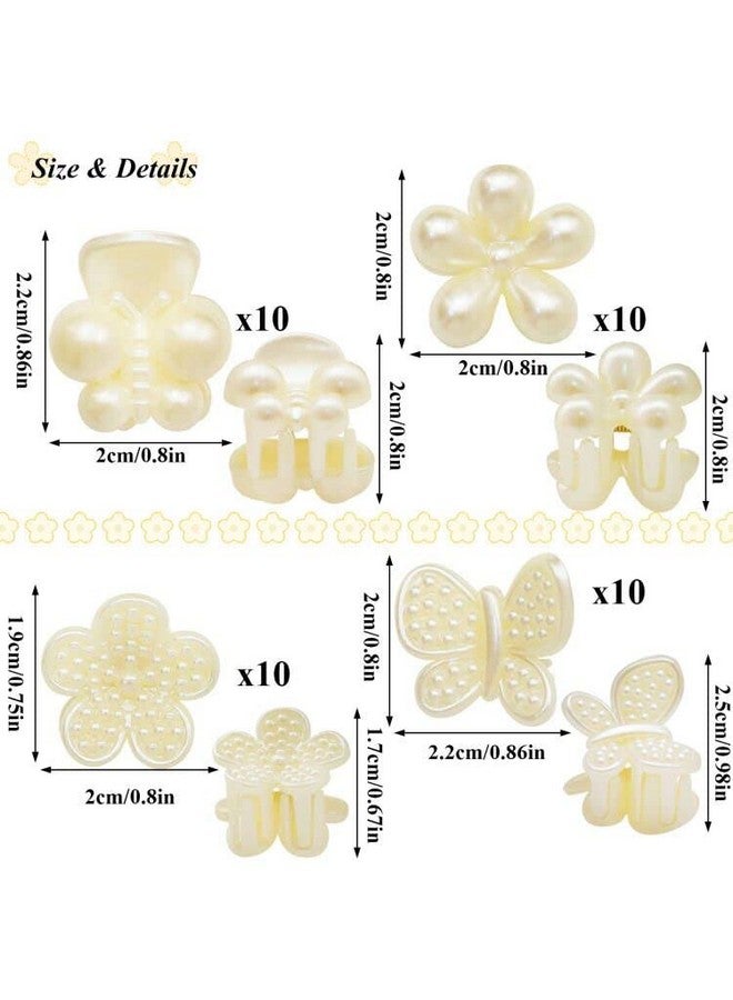 RechicGu 40 Pcs Mini Pearl Claw Clips For Women Girls Sweet Artificial Clamps Daisy Butterfly Flower Decoration Hair Accessories (Flowerdaisydragonfliesbutterflies) - Image 4