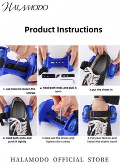 HALAMODO 1 Pair Kid's Roller Skates Flashing Wheels Adjustable Simple Roller Skate Training Skates Outdoor Sports Roller Skates PVC Wheel Skates Practicing Roller Skating Accessories for Girls & Boys & Beginner  - Image 4
